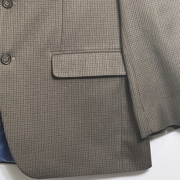 Chaps Men’s Blazer Jacket Brown Micro Houndstooth Sport Coat Size 40R - Picture 4 of 8